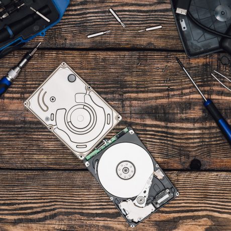 HDD with Screwdriver and Other Tools